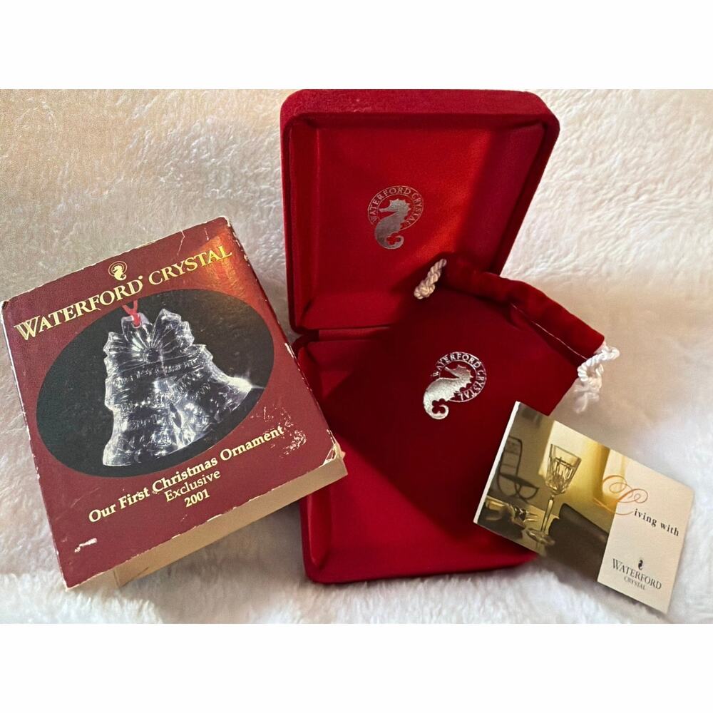 Waterford Crystal Our First Christmas Ornament 2001 Bells w/ Box Ireland MIB
